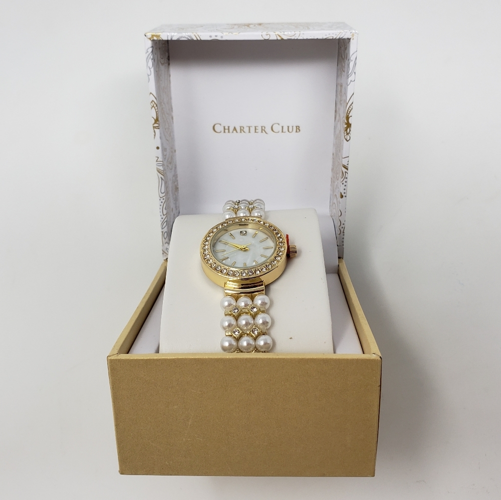 Charter Club Imitation Pearl Watch 28mm - Picture 2 of 4